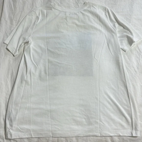 Banana Republic White Tee with Floral Print-size M - Picture 5 of 6